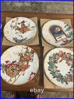 New Williams Sonoma Twas The Night Before Christmas Salad Plates S4, Mixed