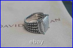 NewithDavld/YurmanSterlingSilver925/Wheaton Pave Diamonds Ring 16x12mm Size 7