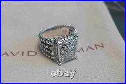 NewithDavld/YurmanSterlingSilver925/Wheaton Pave Diamonds Ring 16x12mm Size 7