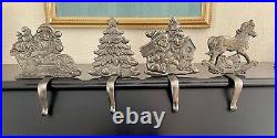 Noel Grandeur Christmas Cast Iron Vintage Stocking Holders Hangers Set Of 4