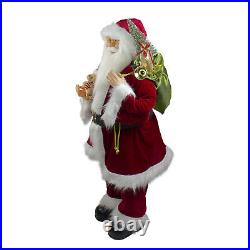 Northlight 36 Standing Santa Claus Christmas Figure Teddy Bear and Gift Bag