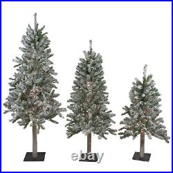 Northlight 3 Flocked Alpine Artificial Christmas Trees 3' 4' 5' Clear Lights