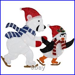 Northlight 41.25 Ice Skating Polar Bear Penguin Outdoor Christmas Decoration Northlight 41.25 Ice Skating Polar Bear Penguin Outdoor Christmas Decoration