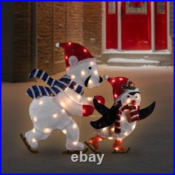 Northlight 41.25 Ice Skating Polar Bear Penguin Outdoor Christmas Decoration Northlight 41.25 Ice Skating Polar Bear Penguin Outdoor Christmas Decoration