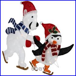 Northlight 41.25 Ice Skating Polar Bear Penguin Outdoor Christmas Decoration Northlight 41.25 Ice Skating Polar Bear Penguin Outdoor Christmas Decoration