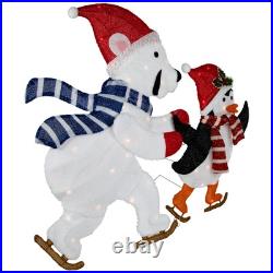 Northlight 41.25 Ice Skating Polar Bear Penguin Outdoor Christmas Decoration Northlight 41.25 Ice Skating Polar Bear Penguin Outdoor Christmas Decoration