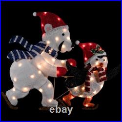 Northlight 41.25 Ice Skating Polar Bear Penguin Outdoor Christmas Decoration Northlight 41.25 Ice Skating Polar Bear Penguin Outdoor Christmas Decoration
