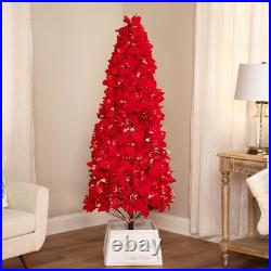 Northlight Pre-Lit Fiber Optic Color Changing Red Poinsettia Christmas Tree