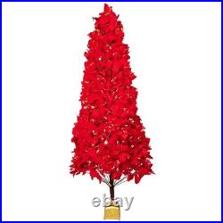 Northlight Pre-Lit Fiber Optic Color Changing Red Poinsettia Christmas Tree