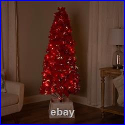 Northlight Pre-Lit Fiber Optic Color Changing Red Poinsettia Christmas Tree