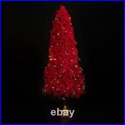 Northlight Pre-Lit Fiber Optic Color Changing Red Poinsettia Christmas Tree