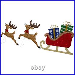 Northlight Set of 3 Lighted Reindeer Sleigh Outdoor Christmas Decoration 25.25