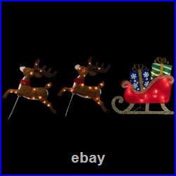 Northlight Set of 3 Lighted Reindeer Sleigh Outdoor Christmas Decoration 25.25