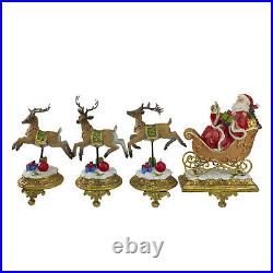 Northlight Set of 4 Santa and Reindeer Glittered Christmas Stocking Holder 9.5