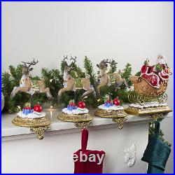 Northlight Set of 4 Santa and Reindeer Glittered Christmas Stocking Holder 9.5