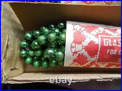 Nos Box Of 3 Mercury Glass Bead Garland Strings Red, Green & Multi Color 9' Ea