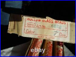 Nos Box Of 3 Mercury Glass Bead Garland Strings Red, Green & Multi Color 9' Ea