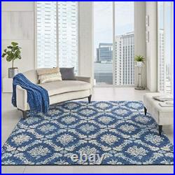 Nourison TRA09 Tranquil Vintage Damask Navy/Light Blue Area Rug 8'10 X 11'10