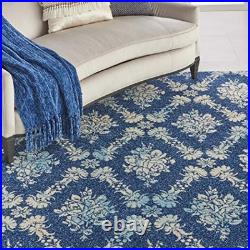 Nourison TRA09 Tranquil Vintage Damask Navy/Light Blue Area Rug 8'10 X 11'10
