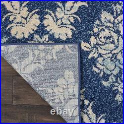 Nourison TRA09 Tranquil Vintage Damask Navy/Light Blue Area Rug 8'10 X 11'10