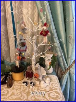 Nwt Set 4 Anthropologie Holiday Icon Wool Felt Critter Mice Christmas Ornament