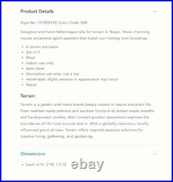 Nwt Set 4 Anthropologie Holiday Icon Wool Felt Critter Mice Christmas Ornament