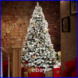 OPEN BOX 9FT Snow-Flocked Pine Realistic Artificial Christmas Tree with Stand