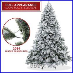 OPEN BOX 9FT Snow-Flocked Pine Realistic Artificial Christmas Tree with Stand
