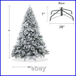 OPEN BOX 9FT Snow-Flocked Pine Realistic Artificial Christmas Tree with Stand