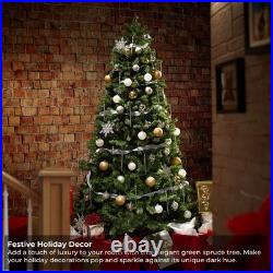 OPEN BOX 9 ft Green Spruce Hinged Artificial Christmas Tree with Stand