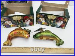 Old World Christmas Fishing Glass Ornament Lot Of 8 Bass Trout Salmon Truck