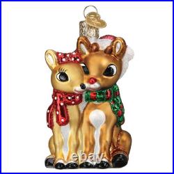 Old World Christmas Rudolph The Red Nosed Reindeer 5 Pc Glass Ornament Set #2