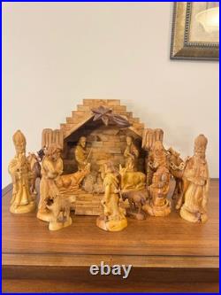 Olive Wood Hand-carved Nativity Set and Manger READ