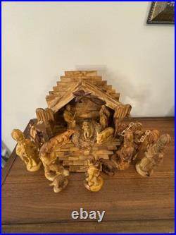 Olive Wood Hand-carved Nativity Set and Manger READ