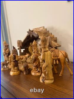 Olive Wood Hand-carved Nativity Set and Manger READ