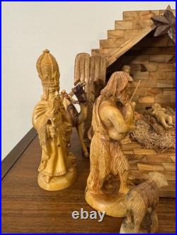 Olive Wood Hand-carved Nativity Set and Manger READ