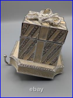 Olivia Riegel Striped White Gift Box Crystal Stocking Holder