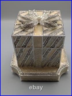 Olivia Riegel Striped White Gift Box Crystal Stocking Holder