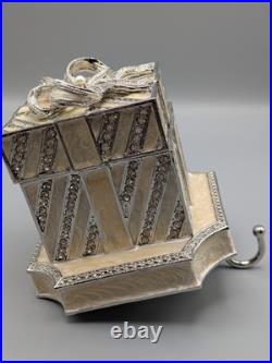 Olivia Riegel Striped White Gift Box Crystal Stocking Holder