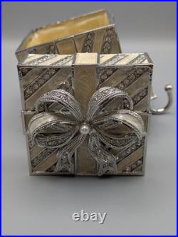 Olivia Riegel Striped White Gift Box Crystal Stocking Holder