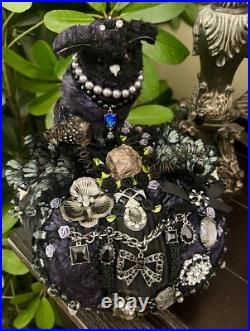 One O A Kind Handmade Halloween Jeweled Queen Owl Pumpkin Table Decor 8x11