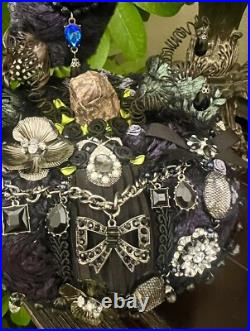 One O A Kind Handmade Halloween Jeweled Queen Owl Pumpkin Table Decor 8x11
