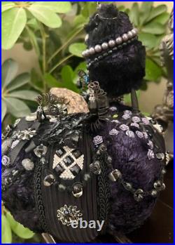 One O A Kind Handmade Halloween Jeweled Queen Owl Pumpkin Table Decor 8x11