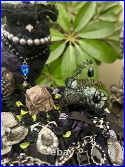 One O A Kind Handmade Halloween Jeweled Queen Owl Pumpkin Table Decor 8x11