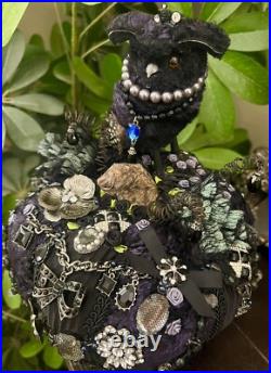 One O A Kind Handmade Halloween Jeweled Queen Owl Pumpkin Table Decor 8x11