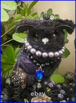 One O A Kind Handmade Halloween Jeweled Queen Owl Pumpkin Table Decor 8x11