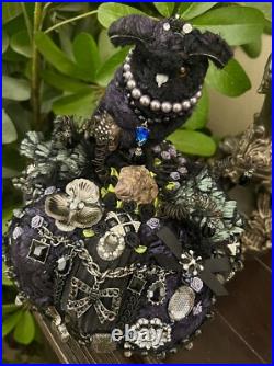 One O A Kind Handmade Halloween Jeweled Queen Owl Pumpkin Table Decor 8x11