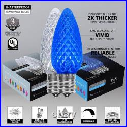 Opticore 49 Ft. 50-Light LED Blue and Cool White Faceted C9 String Light Set