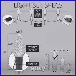 Opticore 49 Ft. 50-Light LED Blue and Cool White Faceted C9 String Light Set