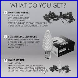 Opticore 49 Ft. 50-Light LED Blue and Cool White Faceted C9 String Light Set